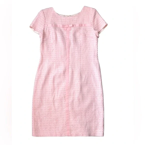 Vintage White & Pink Sheath Midi Dress plaid Tweed Cap Sleeves Size Large - Picture 5 of 13